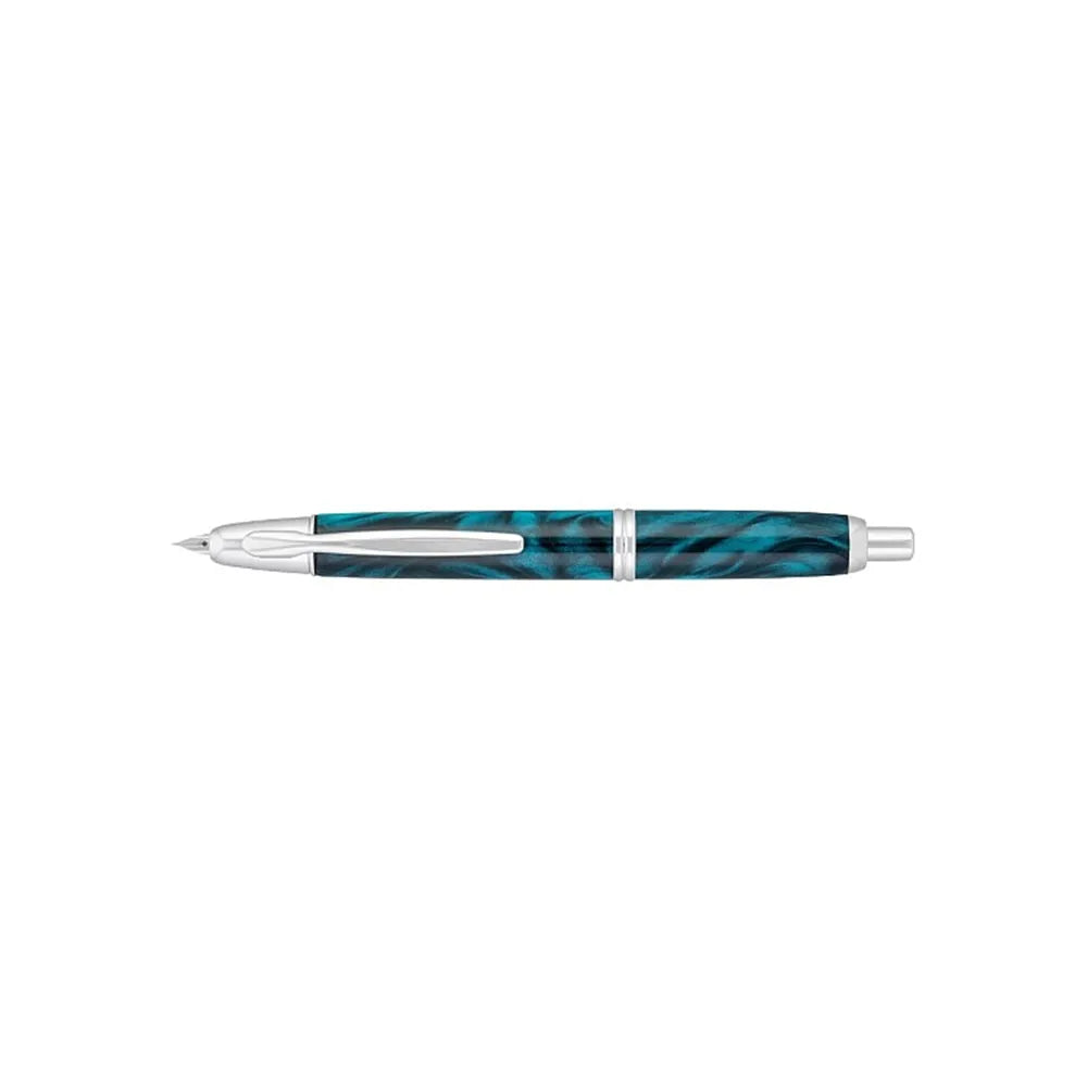The Pilot Capless Marble Green Fountain Pen stunning and vibrant marble-colored green resin body extends sophistication to your writing style. Every single pen is one-of-a-kind because no two marbling patterns are the same. Designed to delight the fountain pen collector, the pen’s exceptional body is enhanced with lustrous rhodium accents. The Capless fountain pen by Pilot is the world’s first and favorite retractable fountain pen. The Vanishing Point was revolutionary when it was engineered in 1963 and con