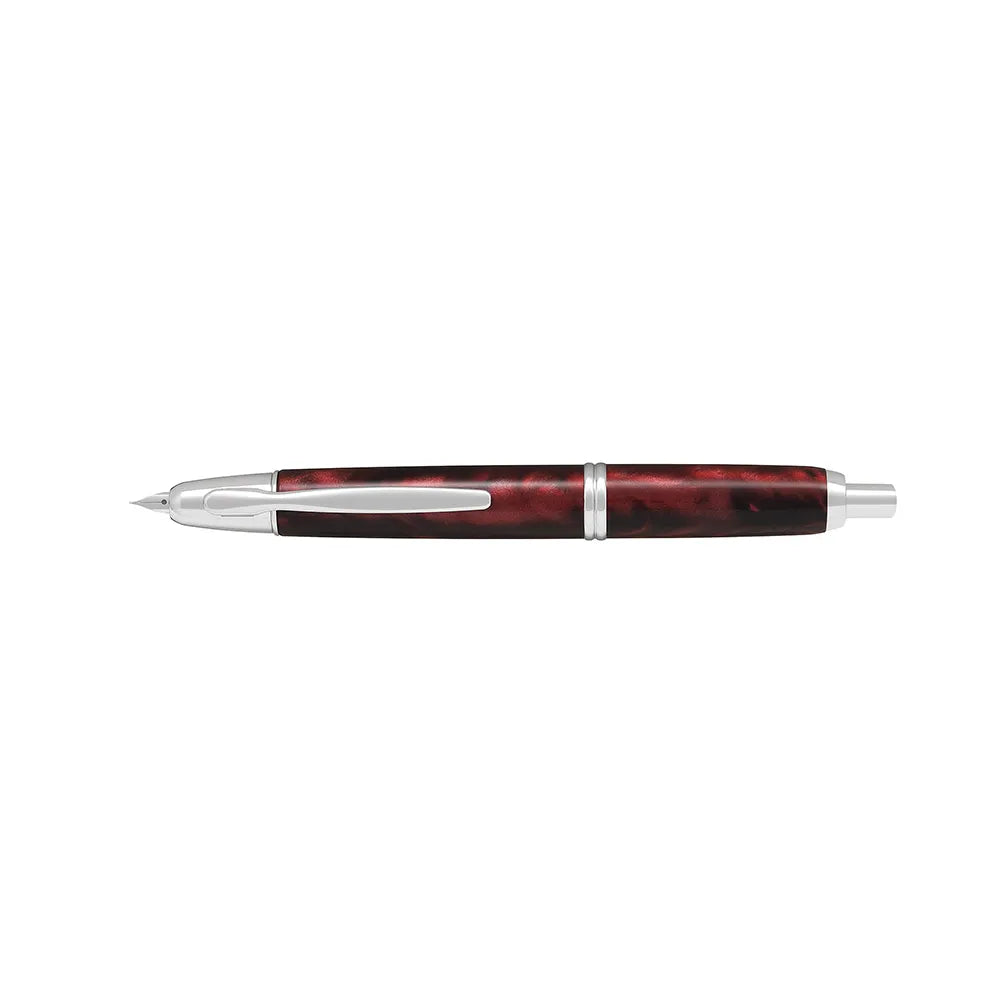 Pilot Capless SE Marble Red with Rhodium Trim Fountain Pen - 18Kt Gold-Rhodium Plated Medium Nib