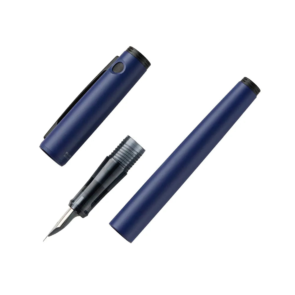 The Pilot Explorer Matt Navy Fountain Pen is a writing instrument manufactured by Pilot Japanese company that specializes in pens and writing instruments. This Navy resin pen has a matte finish and is complemented by black trim. It has a snap cap and comes with a Pilot ink cartridge (Converter Not Included). The Pilot Explorer features a contemporary barrel design perfectly weighted and balanced for a premium writing experience. The fountain pen features a stainless steel nib that allow smooth ink flow and