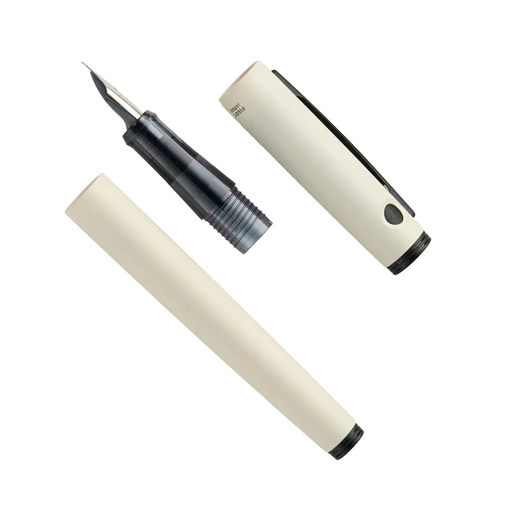 The Pilot Explorer Off White Fountain Pen is a writing instrument manufactured by Pilot Japanese company that specializes in pens and writing instruments. This White resin pen has a matte finish and is complemented by black trim. It has a snap cap and comes with a Pilot ink cartridge (Converter Not Included). The Pilot Explorer features a contemporary barrel design perfectly weighted and balanced for a premium writing experience. The fountain pen features a stainless steel nib that allow smooth ink flow and