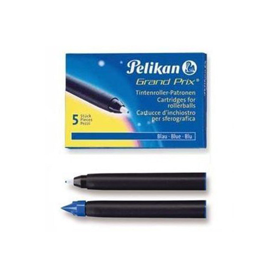 INK CARTRIDGE KM/5 - ROYAL BLUE KM/5 ink cartridges with roller tip is available in a box with five cartridges. Colour: Royal Blue KM/5 ink cartridges with roller tip Box of 5 ink cartridges Suitable for Pelikano® Ink writer, Grand Prix Ink writer, th.INK™ Ink writer and the Twist Ink writer Pelikan Royal Blue is erasable with Ink Eradicators