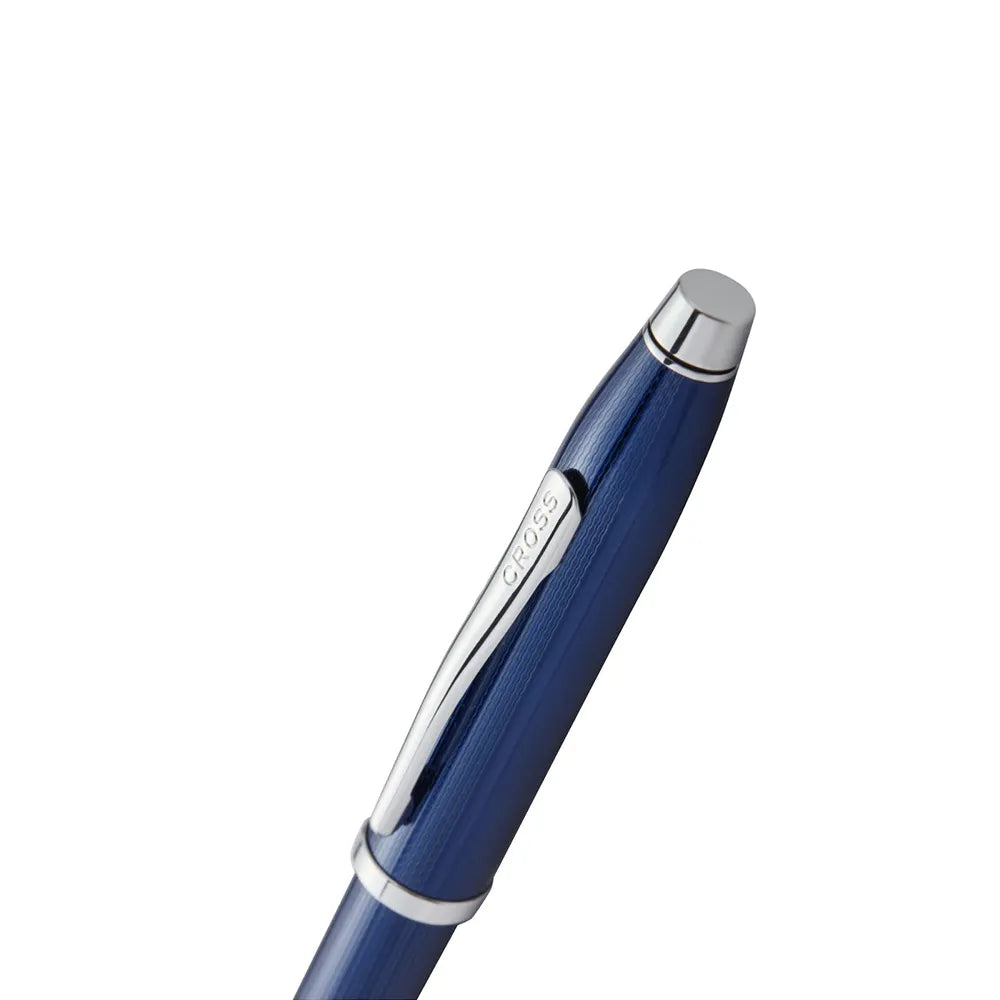 Cross Century II Polished Translucent Cobalt Blue Engraved Diamond Pattern Selectip Rollerball Pen