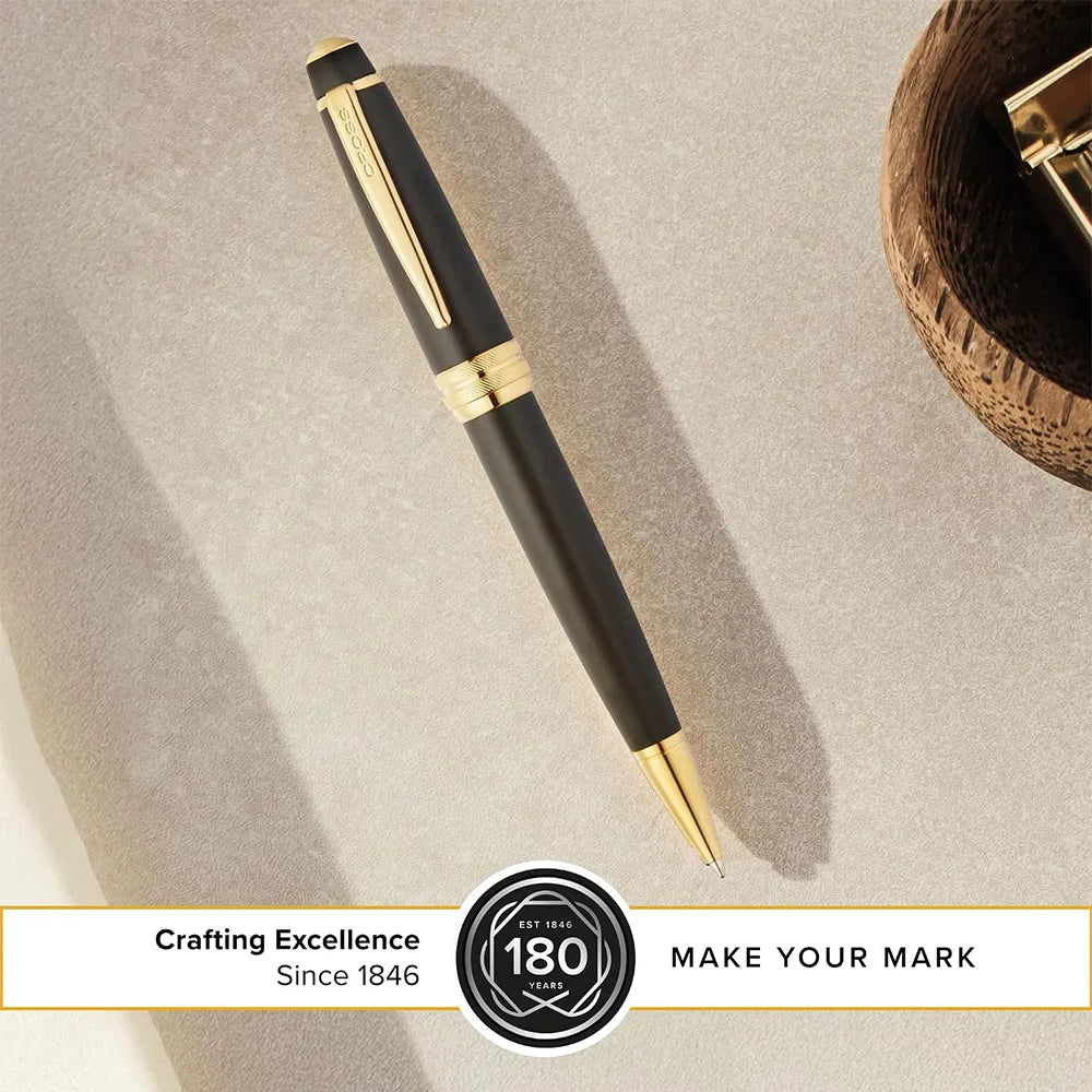 Cross Bailey Matte Black Lacquer with 23Kt Gold PVD Trim Ballpoint Pen