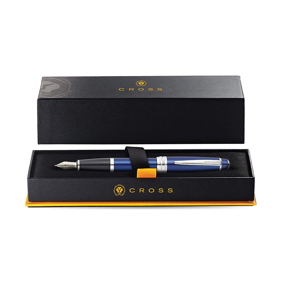 Cross Bailey Blue Lacquer with Polished Chrome Trim Fountain Pen - Medium Nib