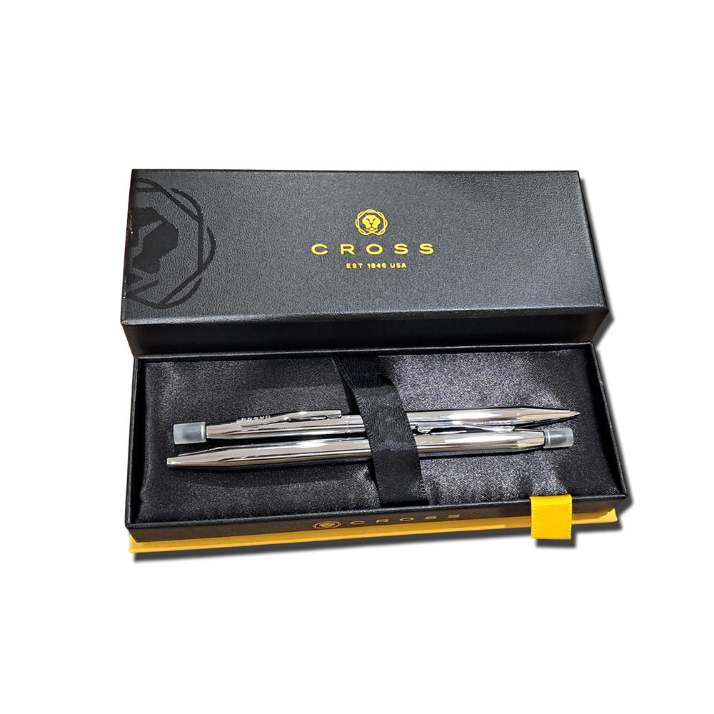 Cross Click Chrome Ballpoint Pen and 0.5mm Mechanical Pencil Gift Set