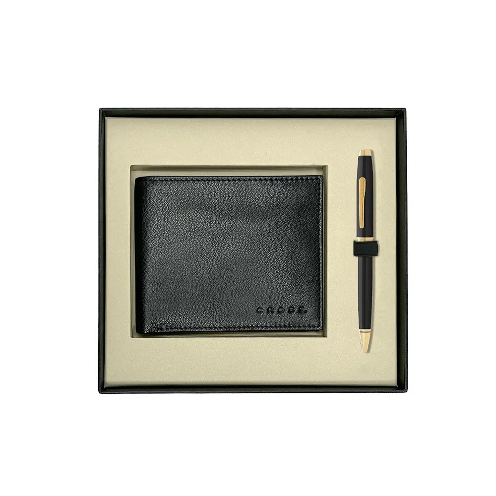 Cross Coventry Black Lacquer GT Ball Pen With Card Wallet