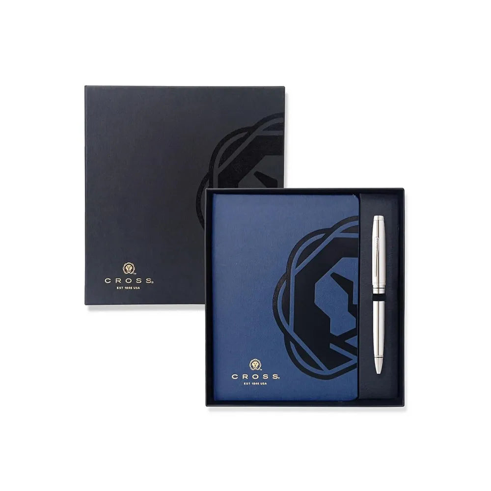 Cross Coventry Polished Chrome Ballpoint Pen + Executive A5 Blue Notebook