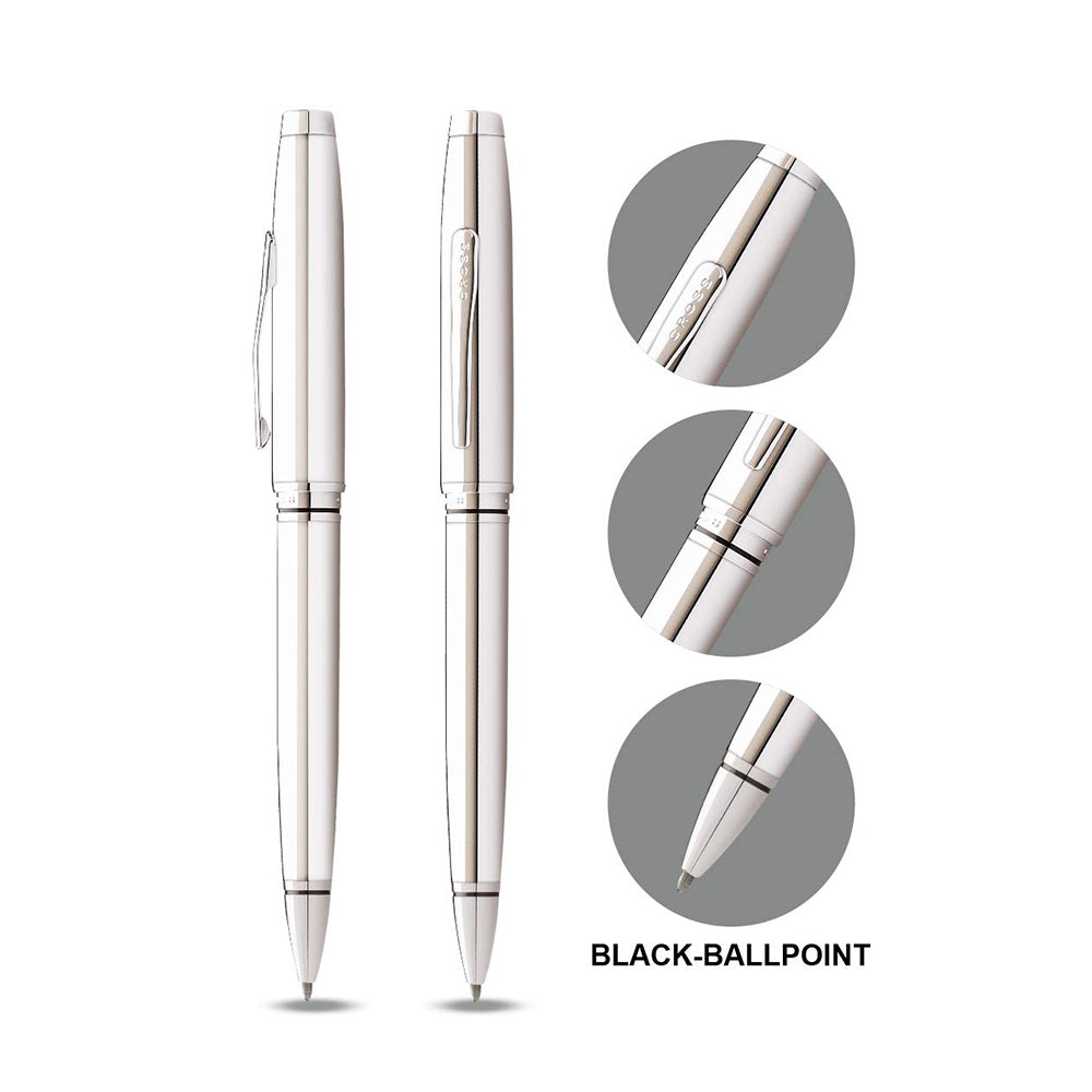 Cross Coventry Polished Chrome Ballpoint Pen + Executive A5 Blue Notebook