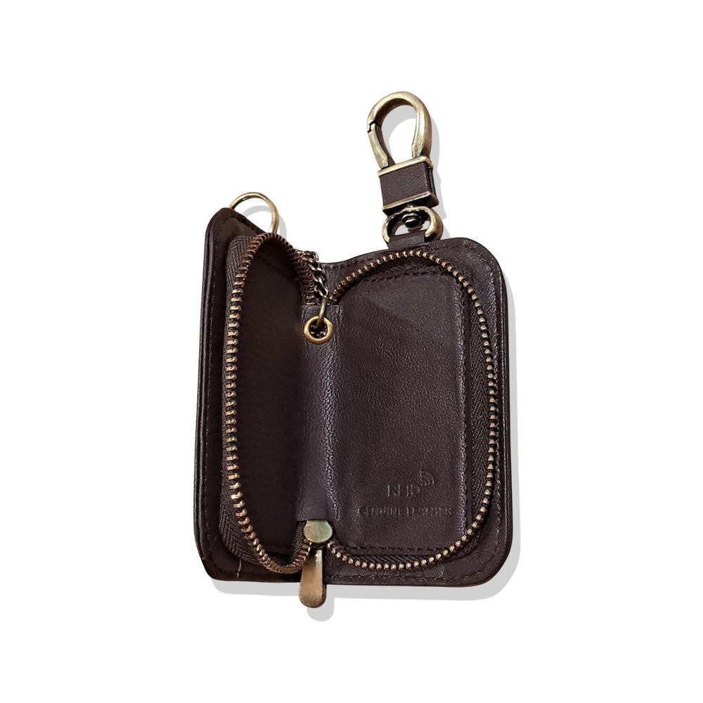 Cross Coventry Polished Chrome Ballpoint Pen With Brown Key Holder