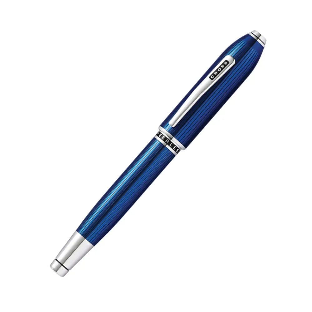 Cross Peerless 125 Translucent Quartz Blue Engraved Lacquer with Platinum-Plated Trim Rollerball Pen