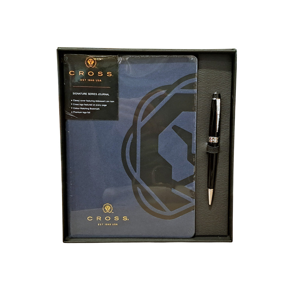 Cross Bailey Light Glossy Black Resin CT Ballpoint Pen + Executive A5 Blue Notebook