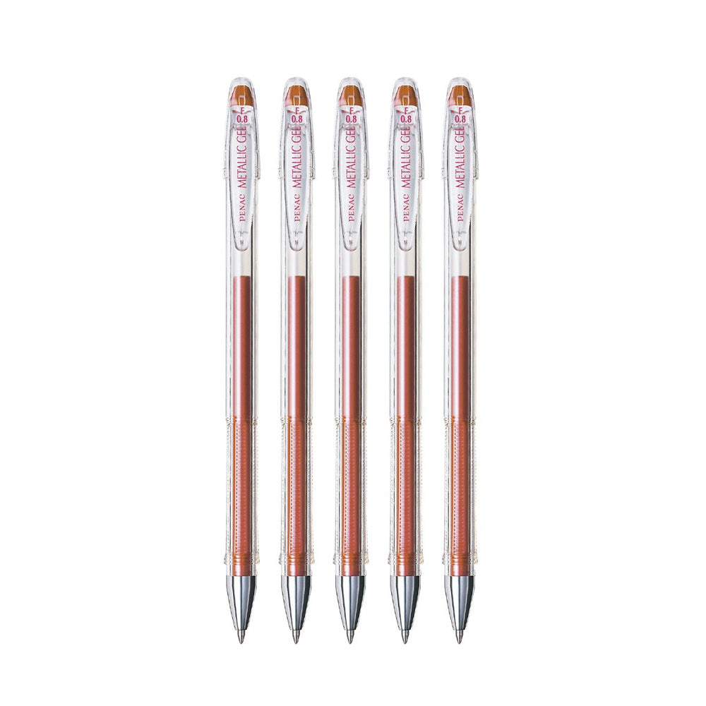 Penac FX3 Metallic Red 0.8mm Gel Pen - Pack of 5
