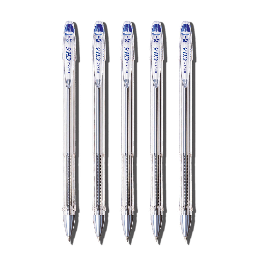 Penac CH-6 Blue 0.7mm Ballpoint Pen (Pack of 5)