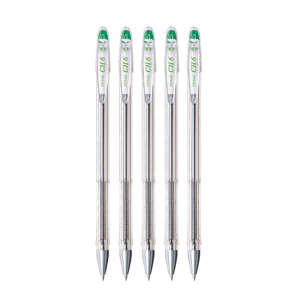 Penac CH-6 Green 0.7mm Ballpoint Pen (Pack of 5)
