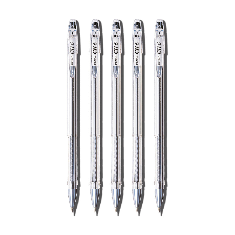 Penac CH-6 Black 0.7mm Ballpoint Pen (Pack of 5)