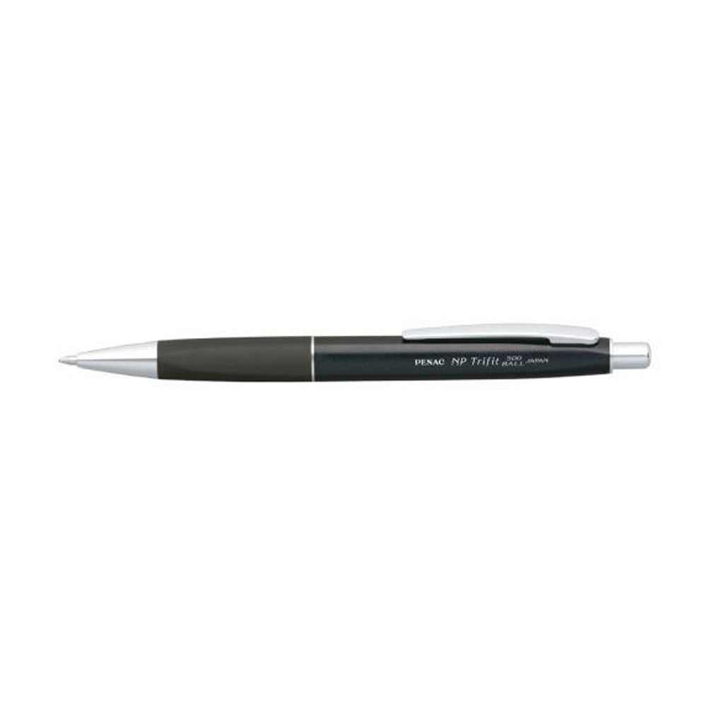 Penac NP Trifit 500 Ball Pen Ergonomic ballpoint pen. It features a three-edged body that matches the natural grip of the hand and reduces the muscle effort required to hold the writing instrument. As a result, the hand gets tired less when writing. The handles are equally elegant triangular shape with metal cone and clip. Black Elegant triangular shape with metal cone and clip Perfect pen for comfortable writing A correct and relaxing writing position is achieved by the ergonomic triangular shape