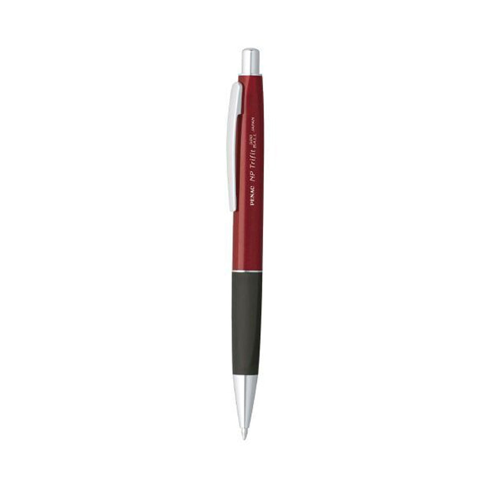 Penac NP Trifit 500 Ball Pen Ergonomic ballpoint pen. It features a three-edged body that matches the natural grip of the hand and reduces the muscle effort required to hold the writing instrument. As a result, the hand gets tired less when writing. The handles are equally elegant triangular shape with metal cone and clip. Dark Ruby Elegant triangular shape with metal cone and clip Perfect pen for comfortable writing A correct and relaxing writing position is achieved by the ergonomic triangular shape