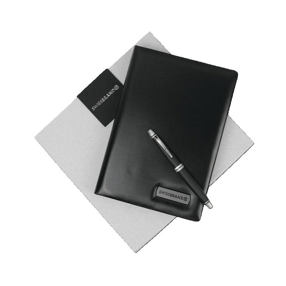 Swissbrand G01-2532-22 Premium Black Diary with Matte Black CT Ballpoint Pen