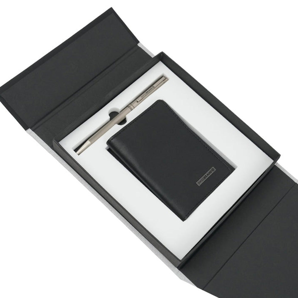 Swissbrand G05-2527-22 Matte Chrome Lacquer CT Ballpoint Pen with Cardholder