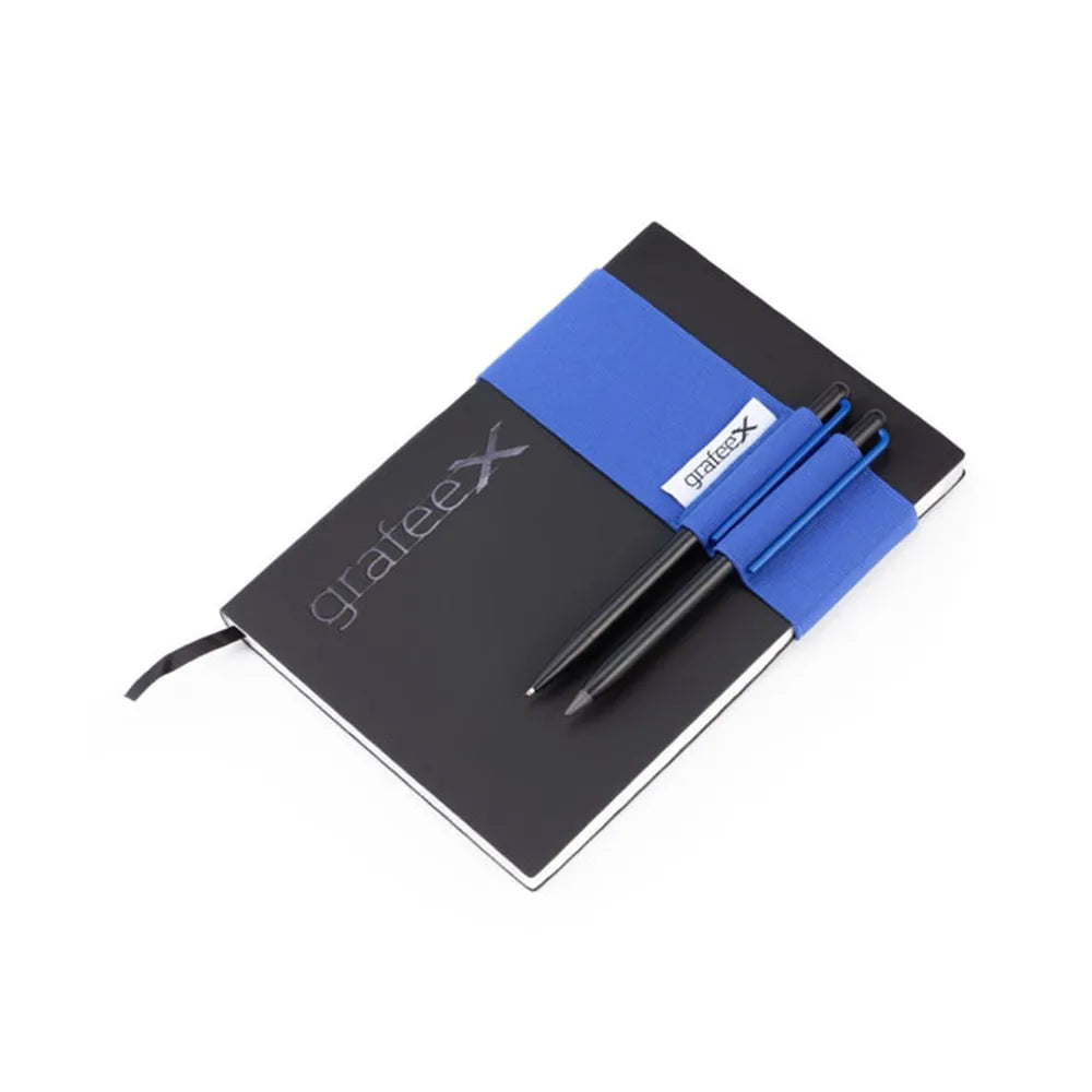 Pininfarina GrafeeX Writing Pencil and Ballpoint Set With Stone Paper Notebook & Elastic Band - Blue