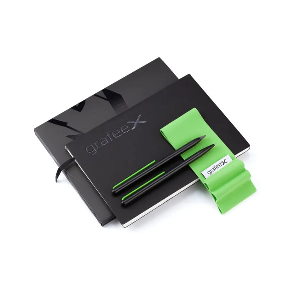 Pininfarina GrafeeX Writing Pencil and Ballpoint Set With Stone Paper Notebook & Elastic Band - Green