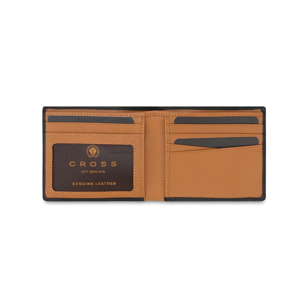 CROSS Soft Grain Leather Two-Tone 8CC Bifold Wallet - Black/Mocha