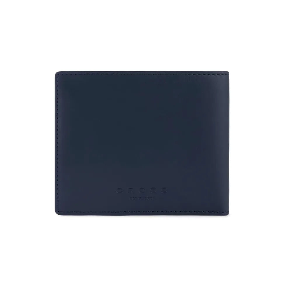 Cross Soft Grain Leather Two-Tone 8CC Bifold Wallet - Blue/Mocha