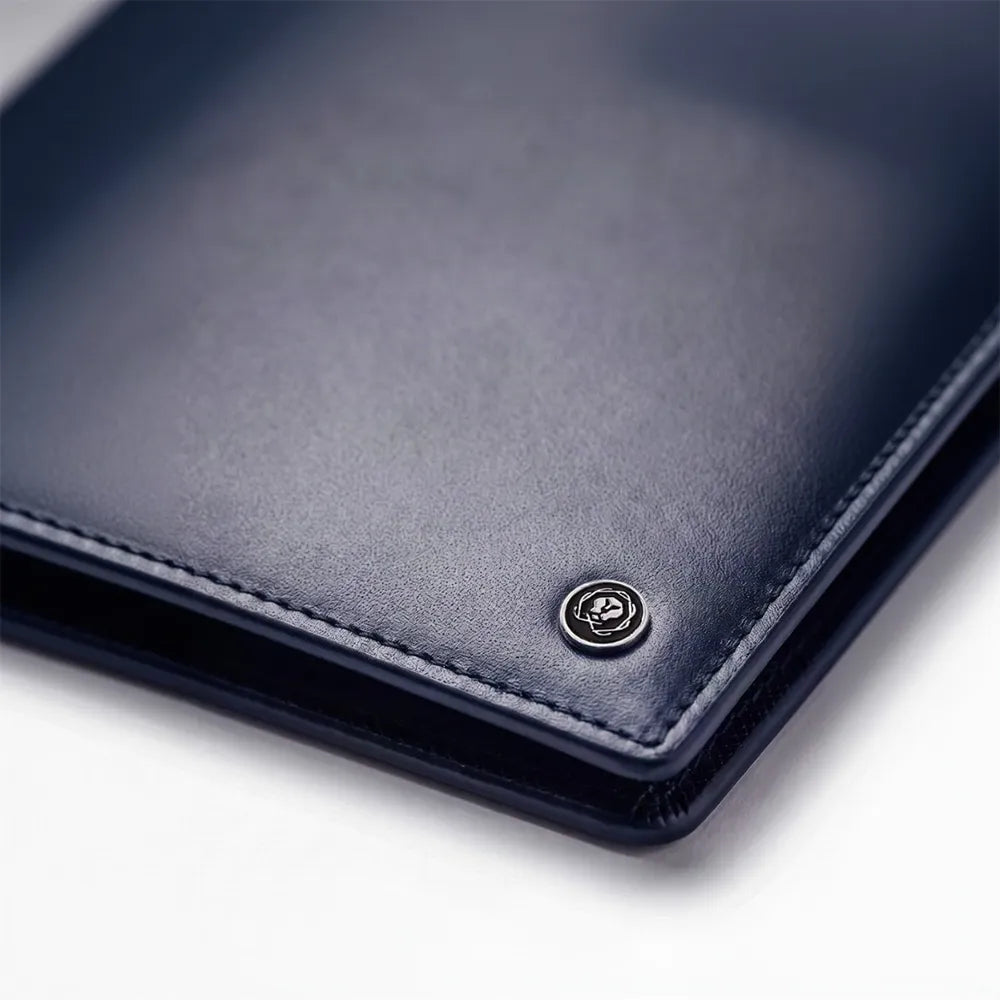 Cross Soft Grain Leather Two-Tone 8CC Bifold Wallet - Blue/Mocha