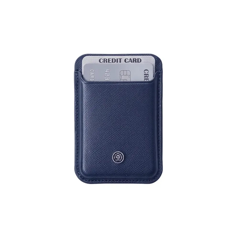 Cross Saffiano Leather Magnetic Card Holder - Designed for MagSafe - Navy Blue