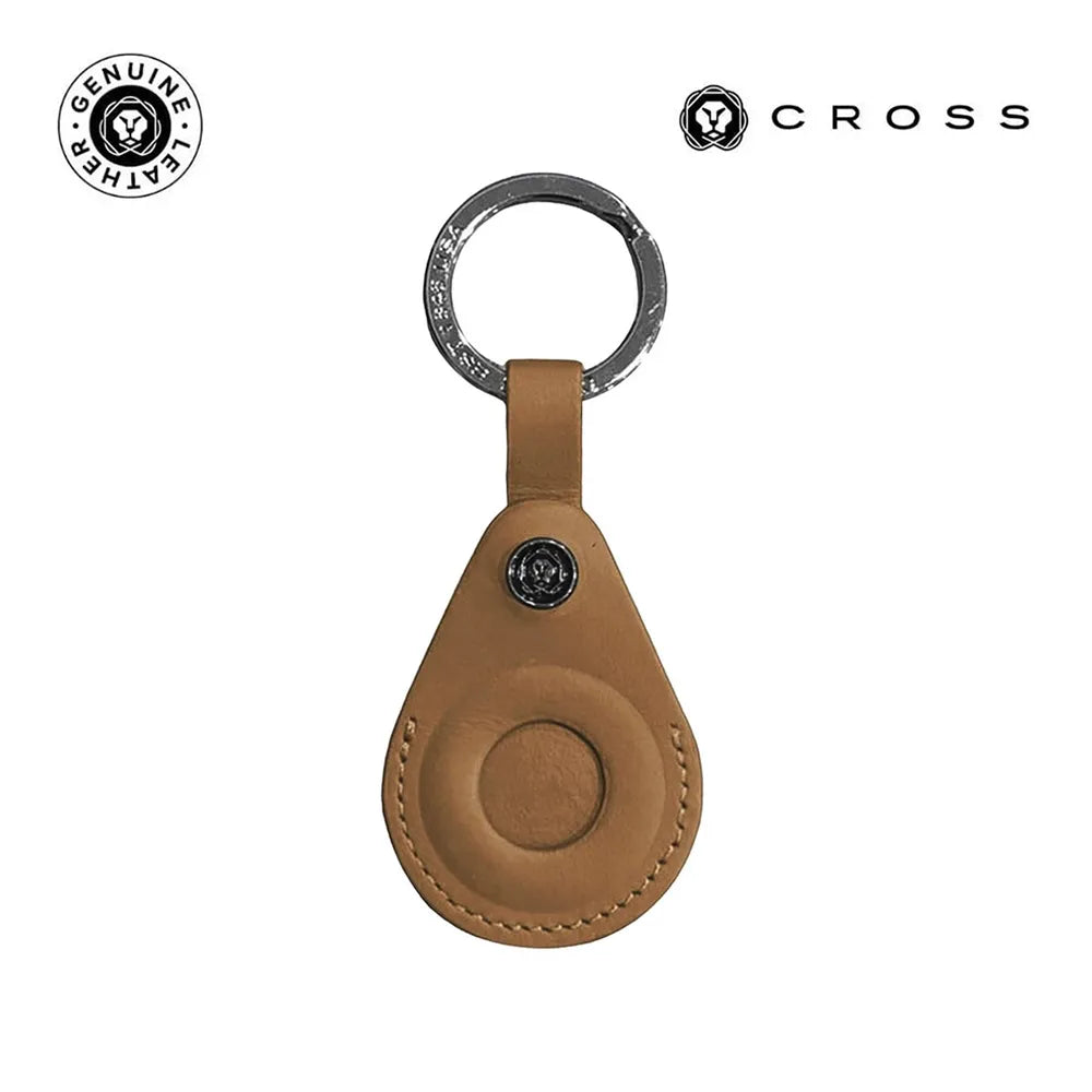 Cross Leather AirTag Key Ring - Mocha