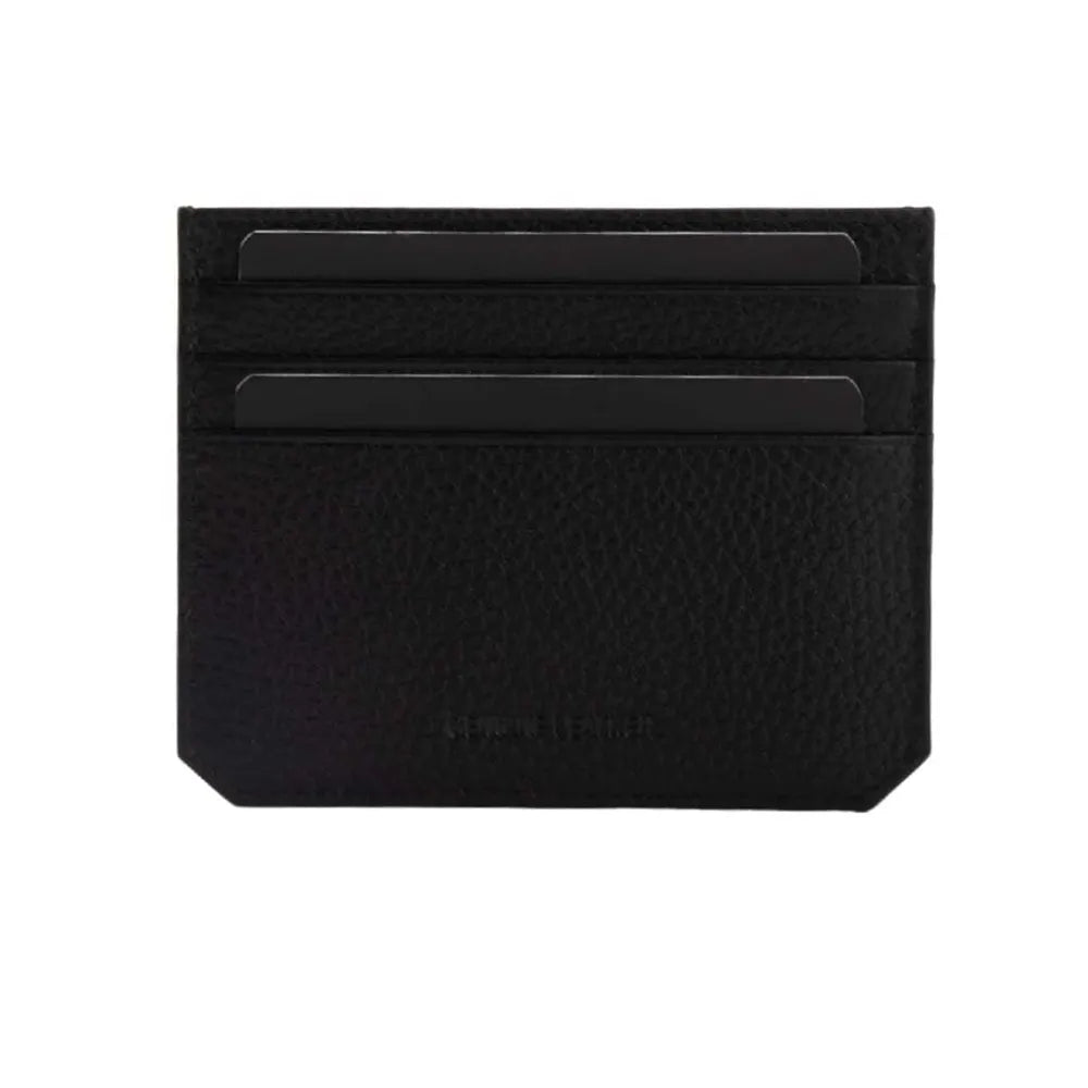 Cross Pebble Leather Card Holder Wallet with 6 Card Slots Slim Card Case - Black