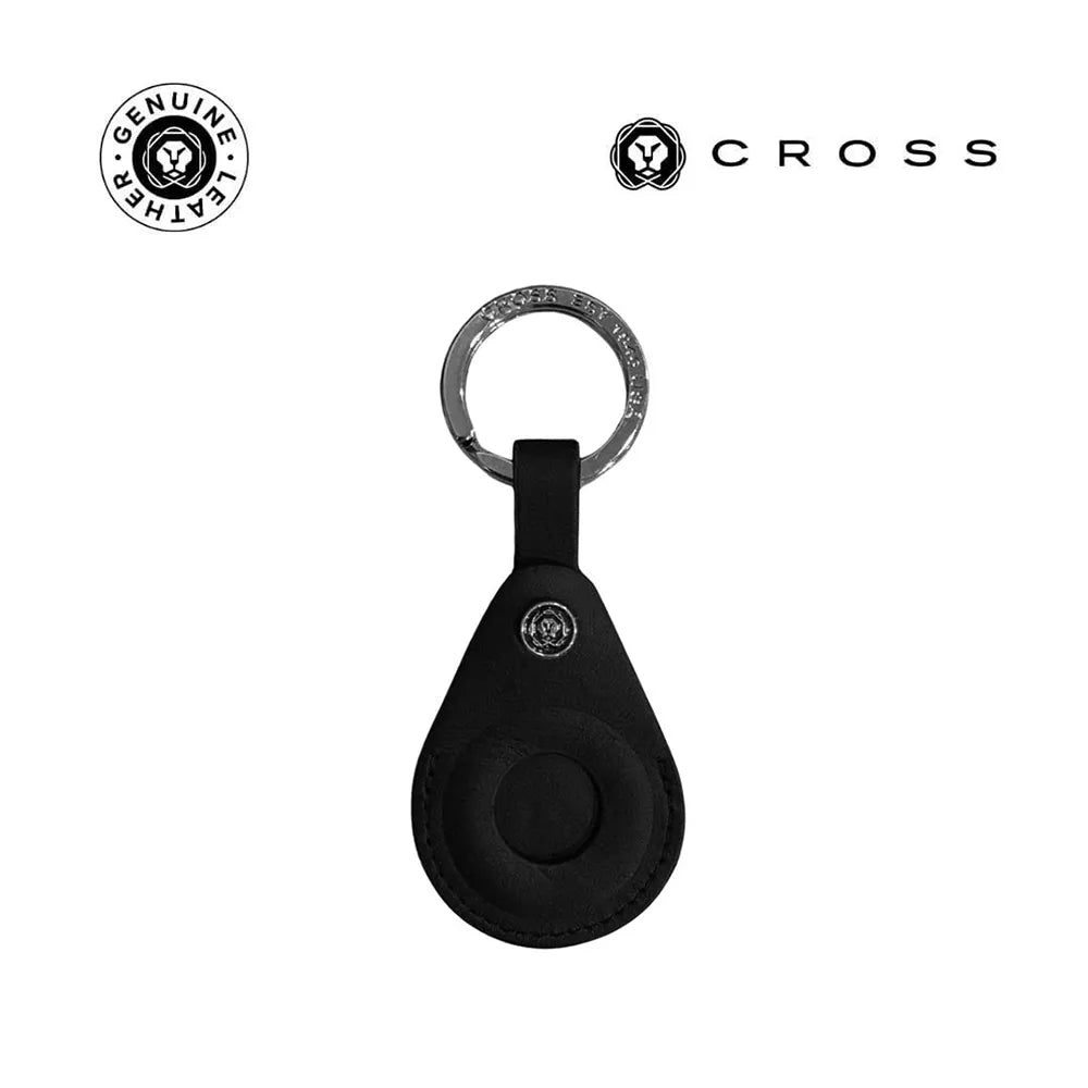 Cross Leather AirTag Key Ring - Black