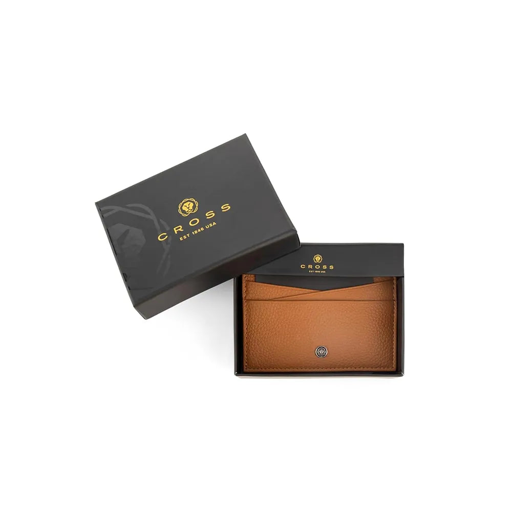 Cross Pebble Leather Women's Zip Card Holder with 6 Card Slots - Mocha