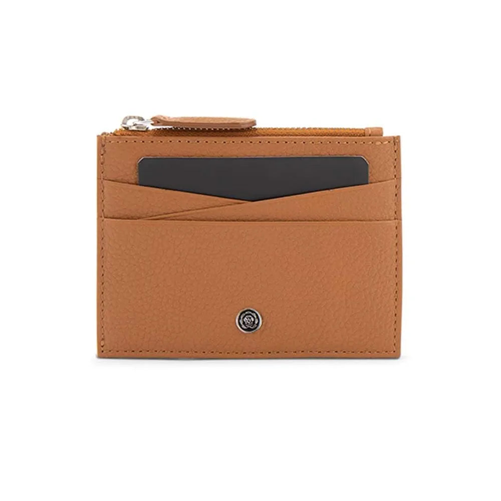 Cross Pebble Leather Women's Zip Card Holder with 6 Card Slots - Mocha