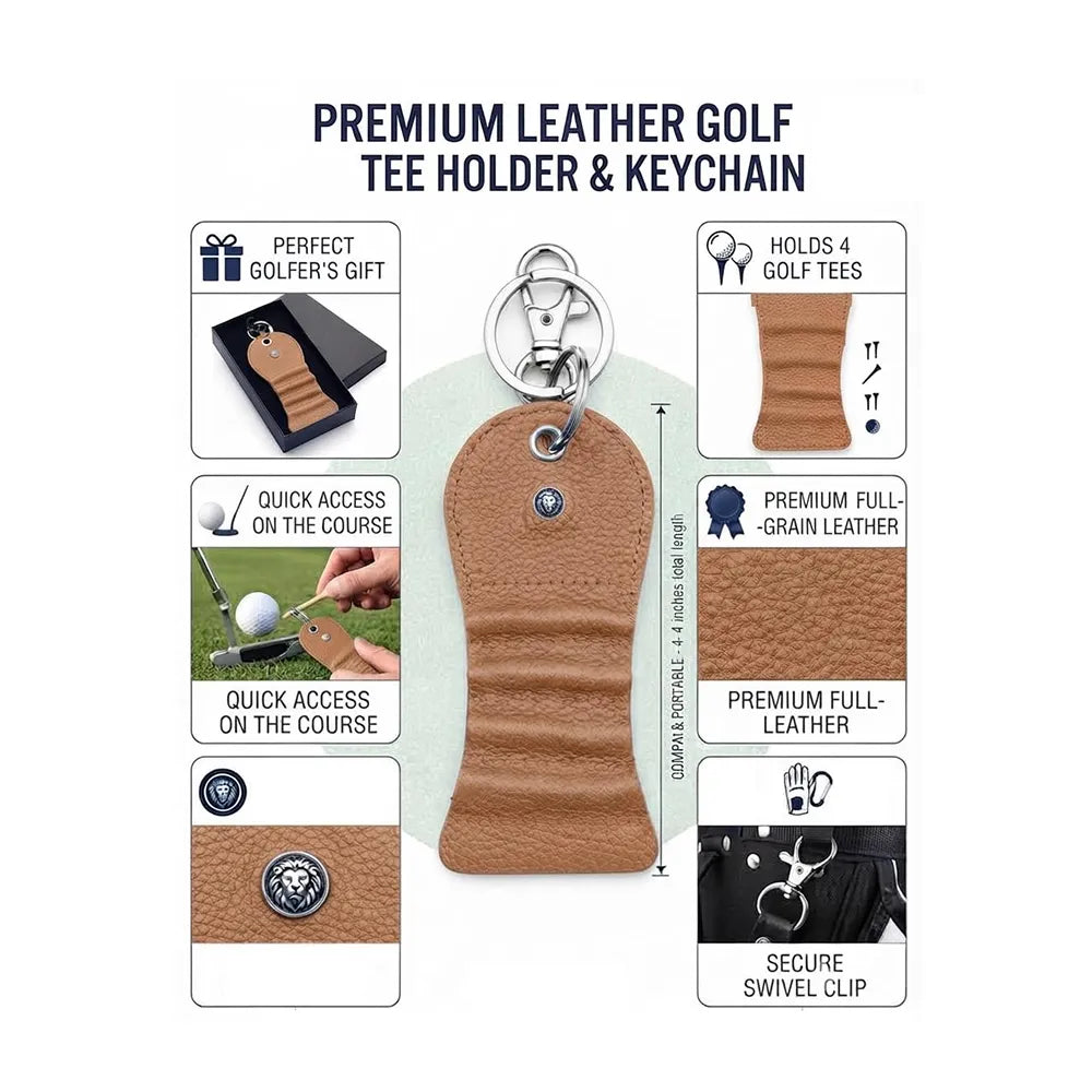 Cross Genuine Mocha Leather Golf Tee Holder