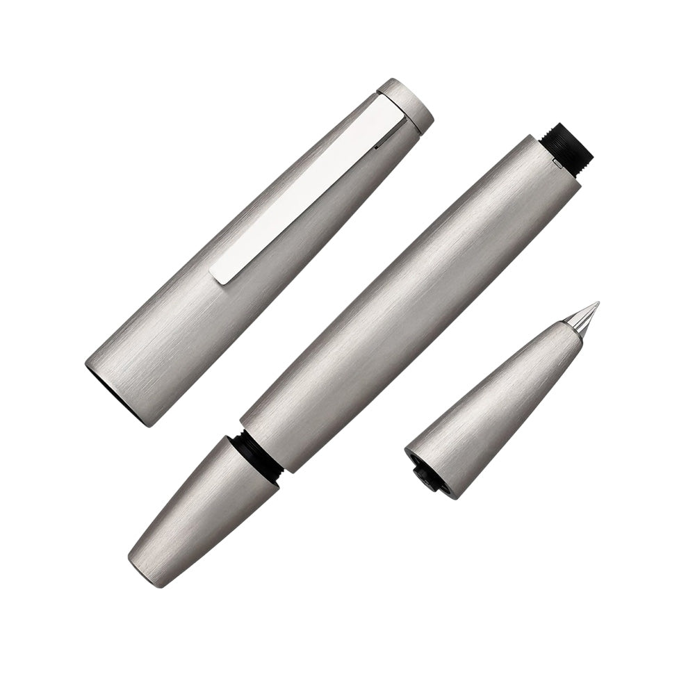 Lamy 2000-002 Matt Brushed Stainless Steel Fountain Pen - 14Kt Gold Medium Nib