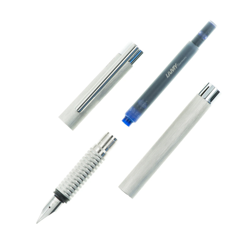 Lamy Logo Brushed Stainless Steel Fountain Pen - Medium Nib