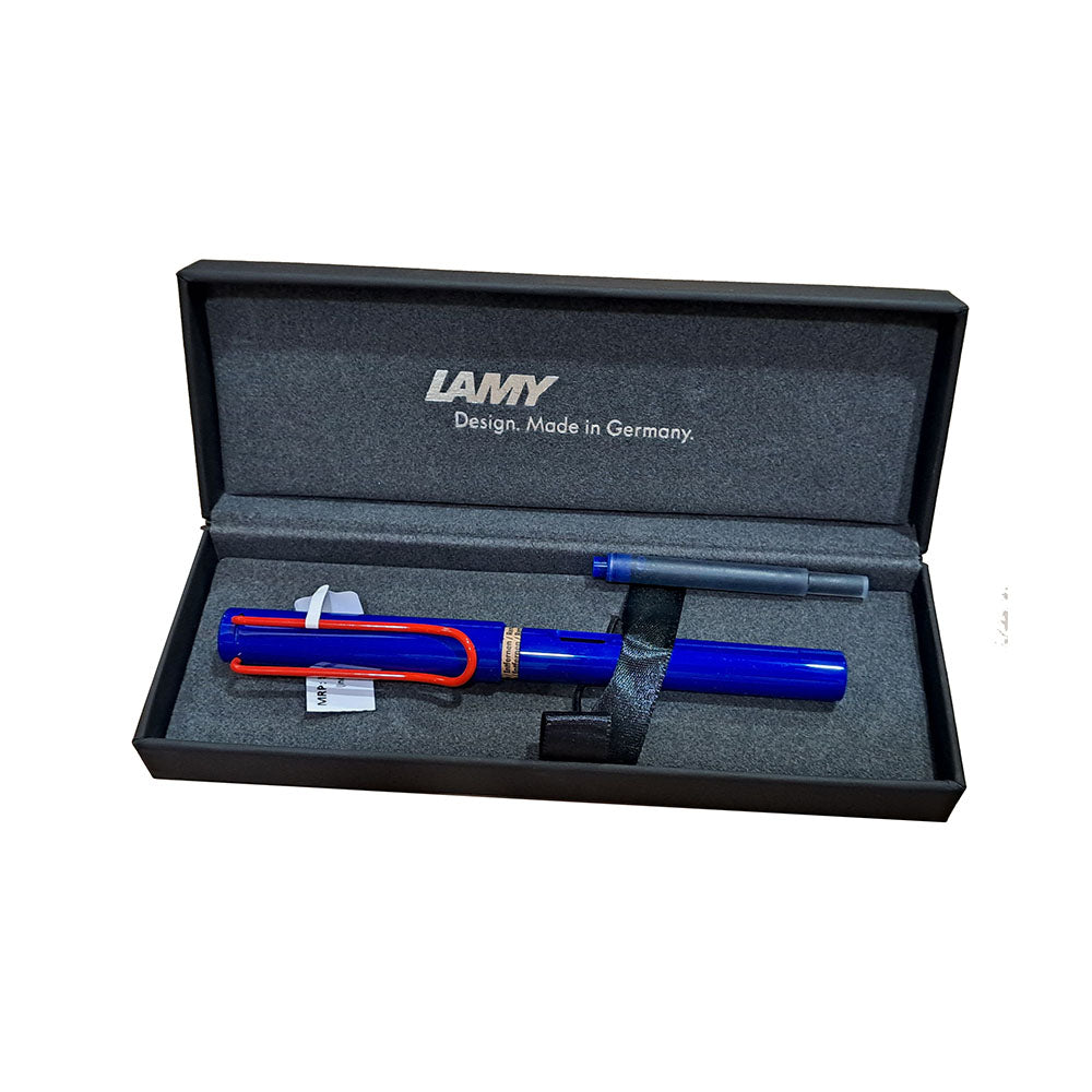 Lamy Safari 014 Blue with Red Clip Fountain Pen - Fine Nib