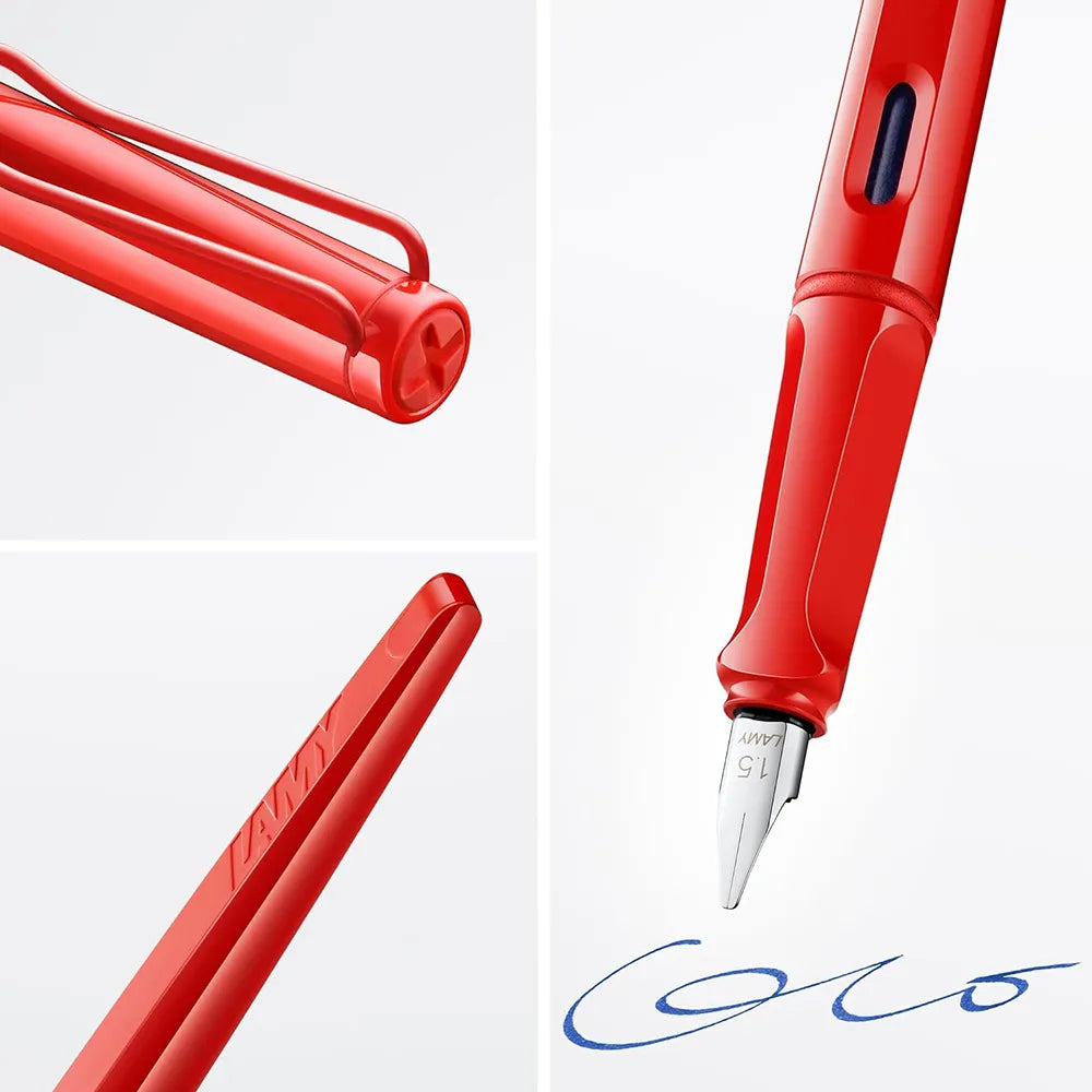 Lamy Joy 015 Calligraphy Shiny Strawberry Fountain Pen - Stainless Steel Nib