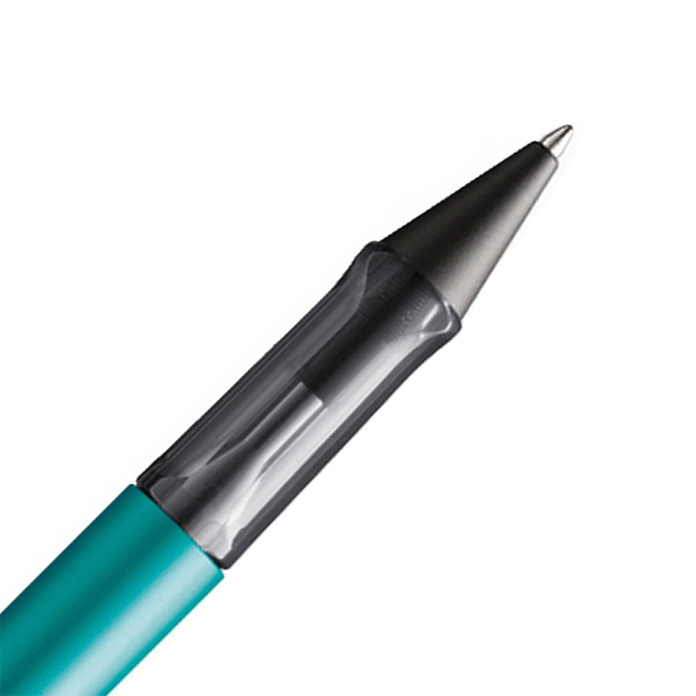 The Lamy AL-Star Ballpoint Pen is the attractive, young writing instrument which satisfies even the highest requirements. Made of feather-light robust aluminium, anodised in various colours. With ergonomic transparent grip and spring-action metal clip. Ballpoint pen comes with LAMY large capacity refill M 16 black. Aluminium, turmaline metallic anodized / metal clip / ergonomic plastic grip / with giant refill LAMY M16 M black Part No. 4034725
