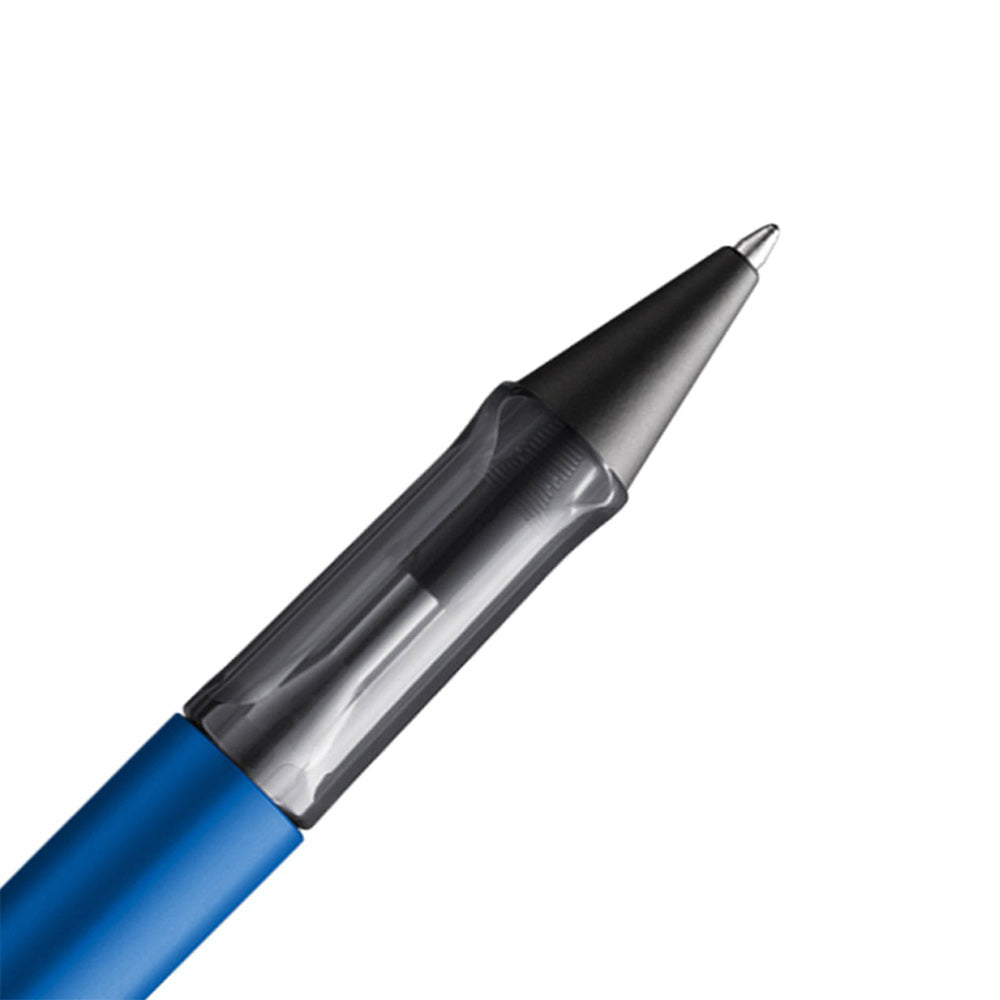 The Lamy AL-Star Ballpoint Pen is the attractive, young writing instrument which satisfies even the highest requirements. Made of feather-light robust aluminium, anodised in various colours. With ergonomic transparent grip and spring-action metal clip. Ballpoint pen comes with LAMY large capacity refill M 16 black. Aluminium, dark blue anodized / metal clip / ergonomic plastic grip / with giant refill LAMY M16 M black Part No. 4000917