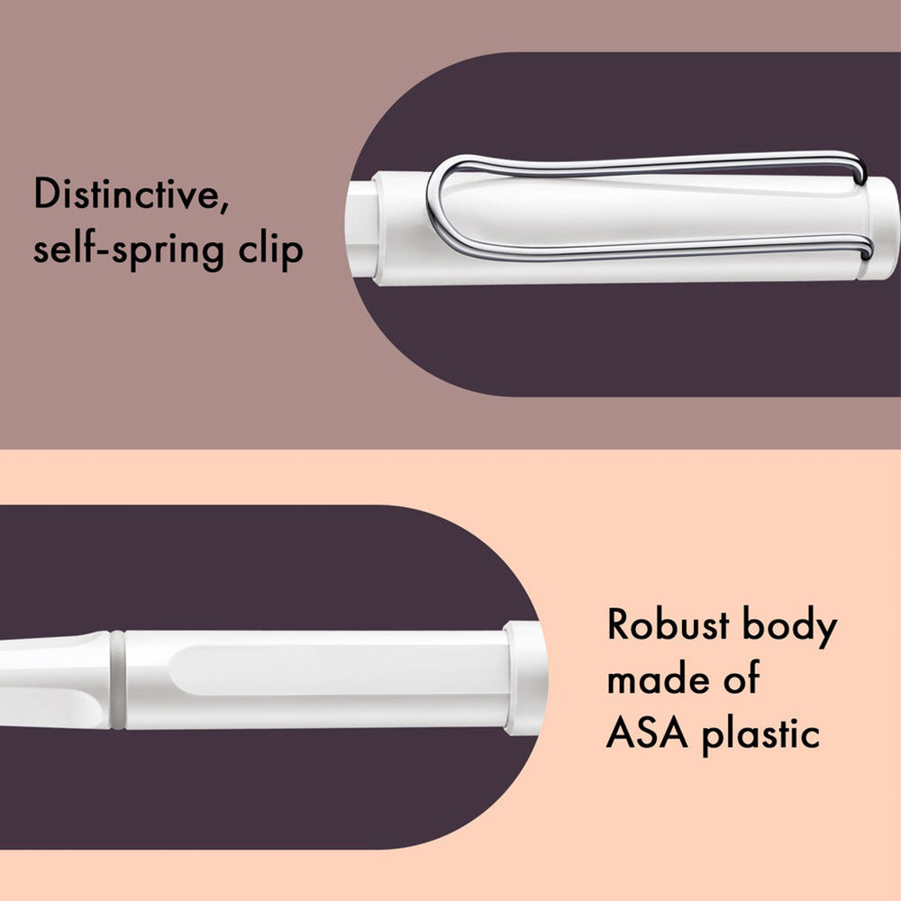 Lamy Safari 319 White with Metal Clip Rollerball Pen