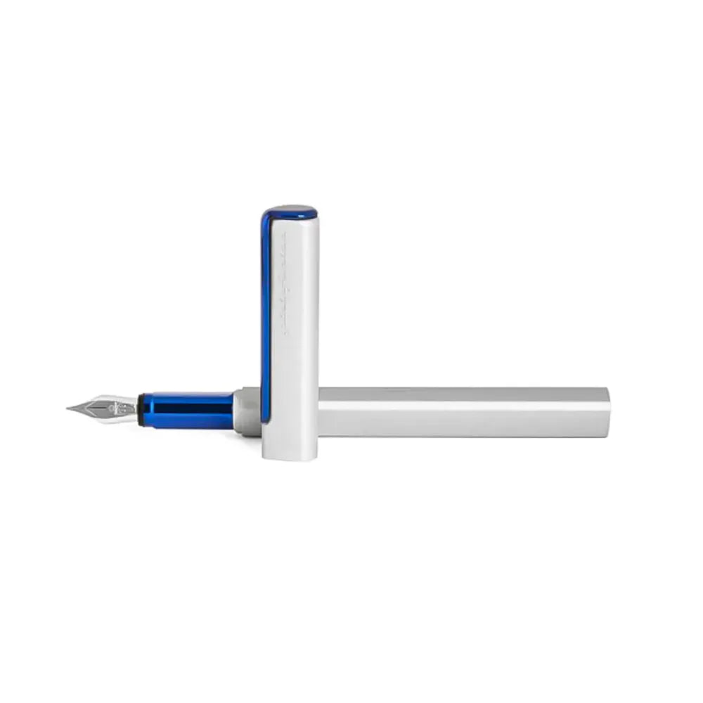 Pininfarina One Blue/Silver Retractable BlueTrim Fountain Pen- Medium Nib