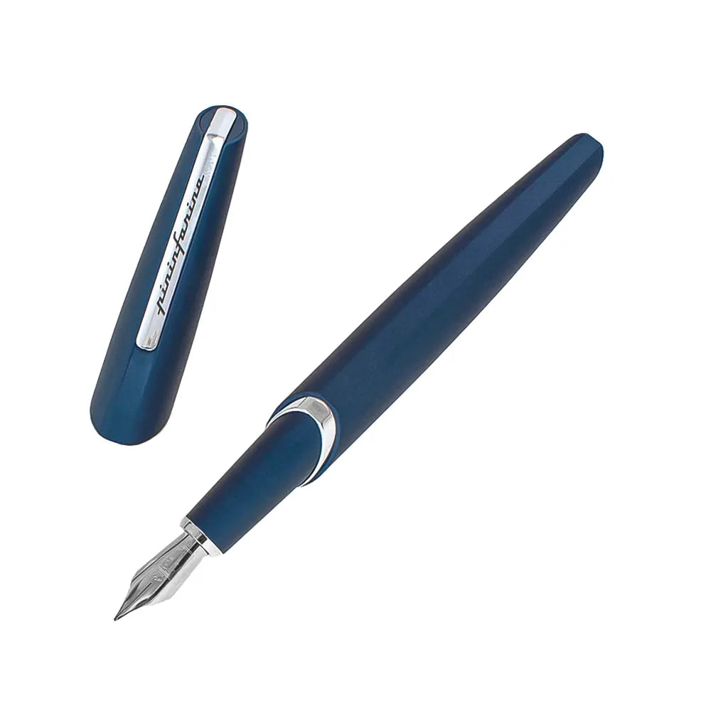 Pininfarina Two Dark Blue Fountain Pen With Chrome Trim- Fine Nib