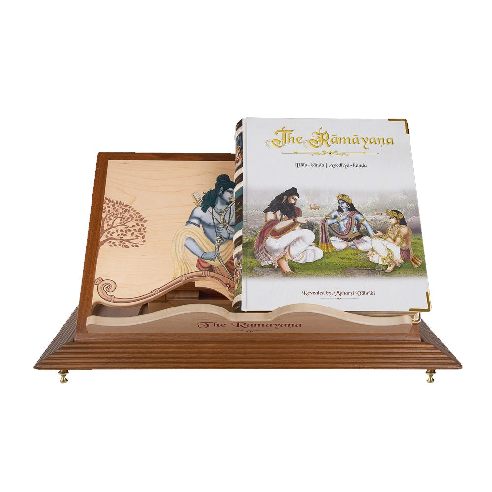 Nightingale Maharsi Valmiki's The Ramayana 3 Volume Book Set with Wooden Hut - Collectors Editions