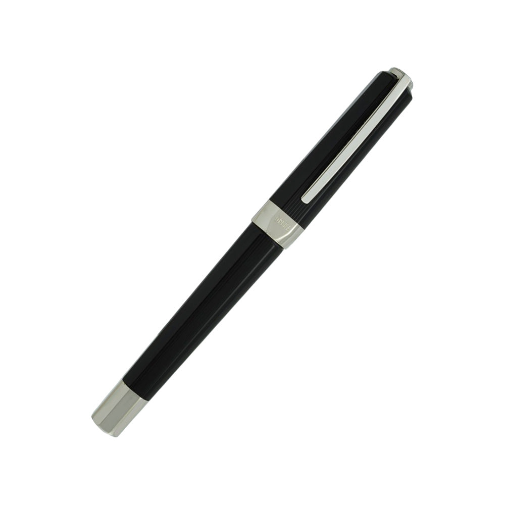 Visconti Opera Guilloche Black Acrylic Resin with Rhodium-Plated Trim Fountain Pen - 14Kt Rhodium-Plated Gold Nib