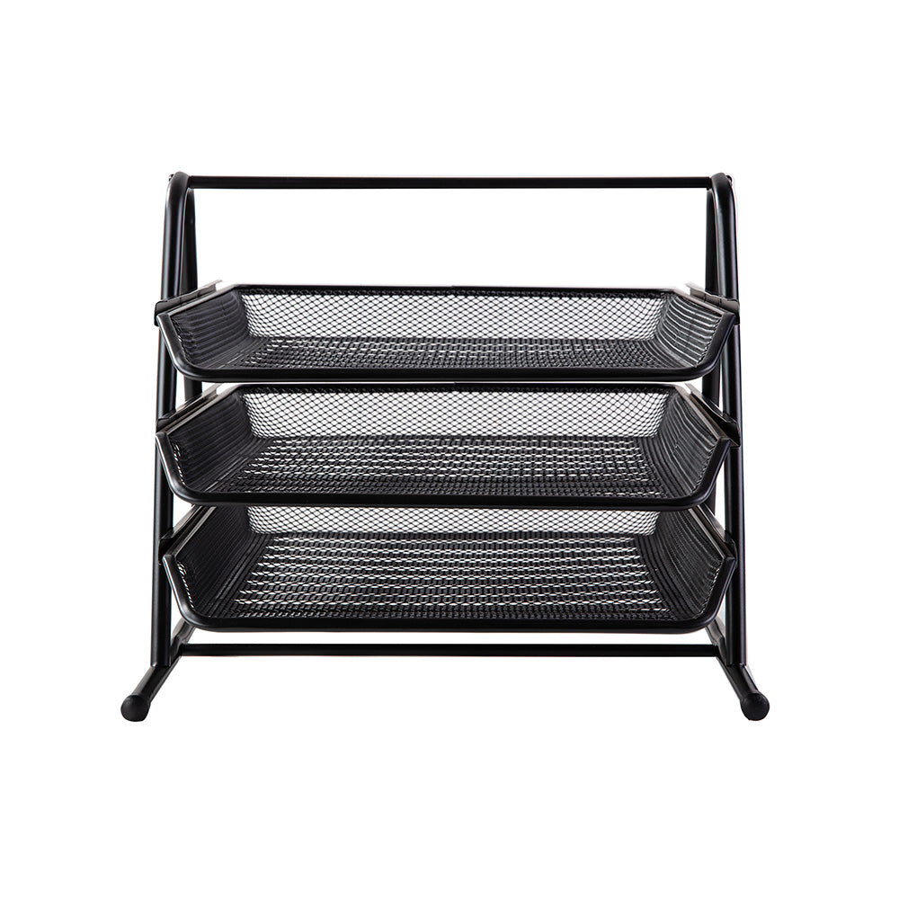 Deli W9181 Mesh-3 Tier Document Tray - Black