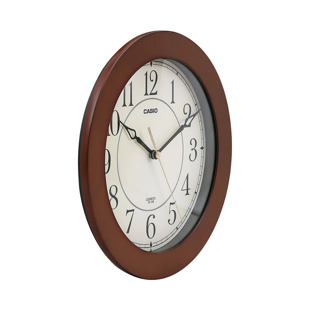 Casio IQ-126-5DF Wall Clock - Dark Brown Wood