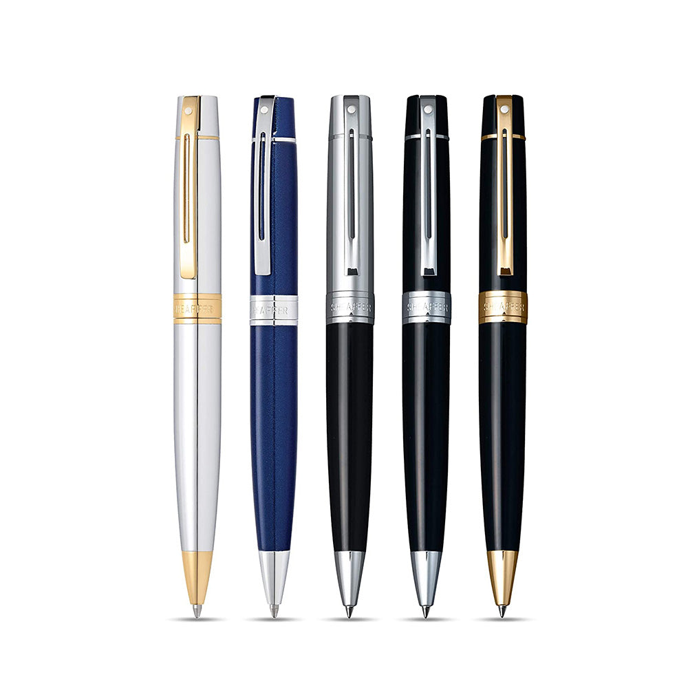 Sheaffer Gift 300 9314 Glossy Black Chrome Cap With Chrome Trim Ball Pen