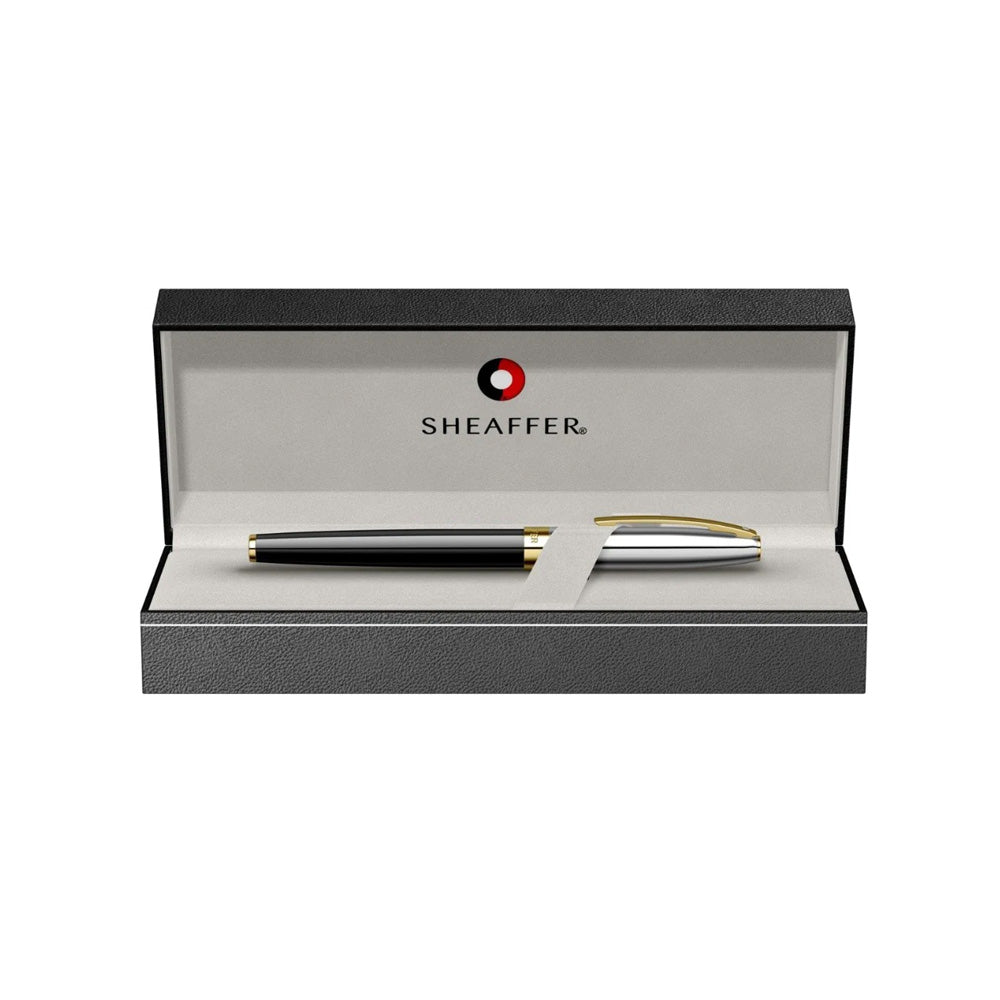 Sheaffer Sagaris 9475 Black Barrel & Chrome Cap with Gold Trim Rollerball Pen